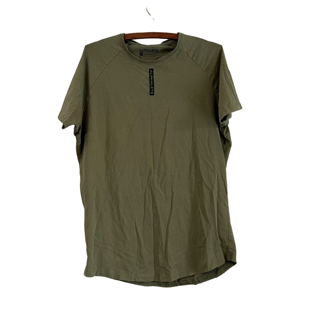 Alphalete Olive Green Mens Logo Graphic Short Sleeve Tee Shirt Size Medium